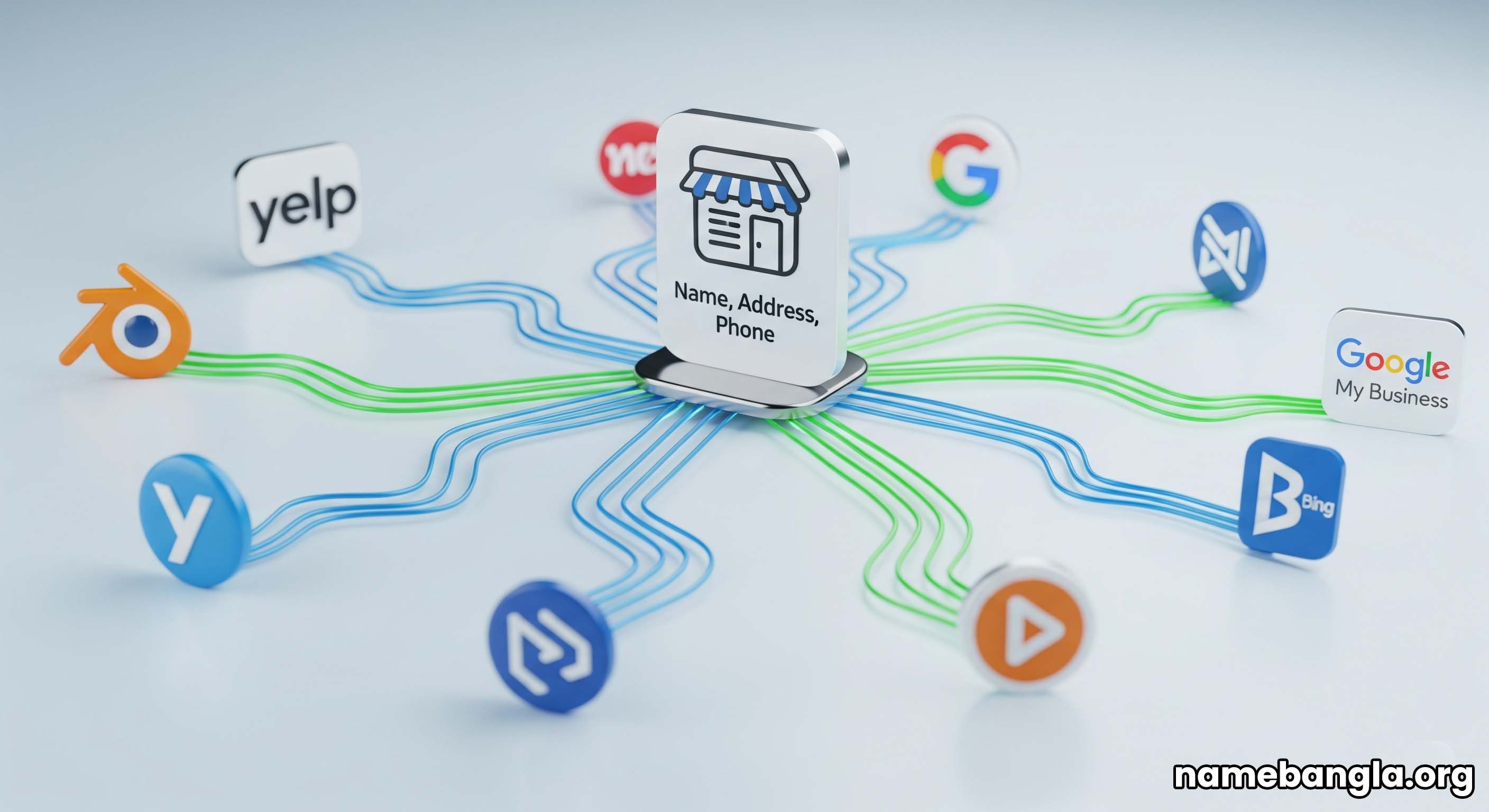 A business card being copied into multiple digital folders representing citations.